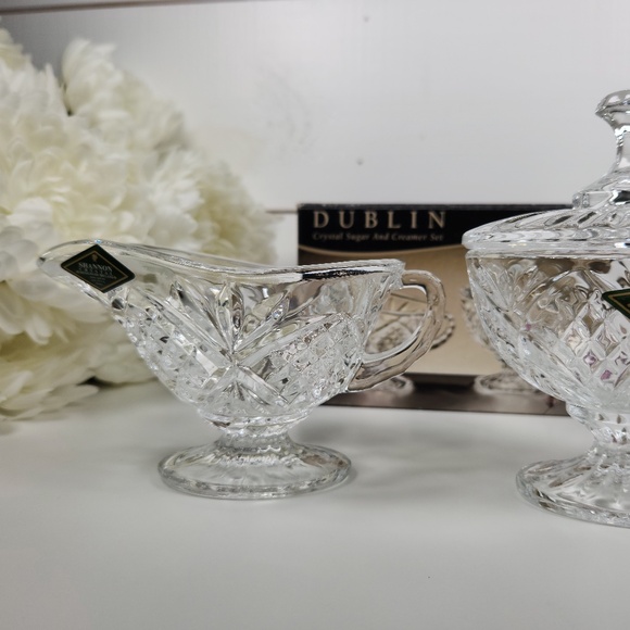 Godinger Dublin Shannon Crystal Sugar Bowl and Creamer Set- Classic - Picture 8 of 10
